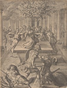 The Sack of Troy-Pyrrhus zabíjení Priama, před 1654. od Pierre Lombart