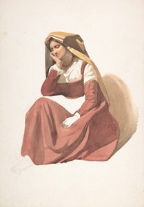 Sedící italská rolnice, polovina 19. století.