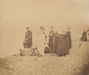 [La Comtesse se skupinou na skalnaté pláži], 60. léta 19. století. od Pierre Louis Pierson
