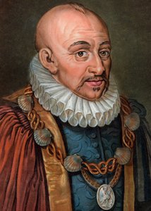 Michel Eyquem de Montaigne 1533-1592 - rytina - 19. století - Portrét Michela Eyquema de Montaigne (1533-1592), francouzského humanistického filozofa. Rytina Pierre Michel Alix
