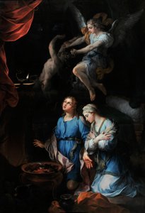 Historie Tobieho „“ První svatební noc Tobieho a Sarry (Sarah, Sara)“ (olej na plátně)