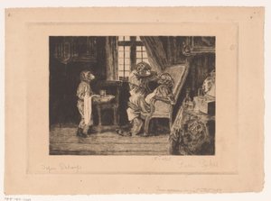 Satirické zobrazení opic jako zubaře, asistenta a pacienta od Pierre Peeters (signed by artist)