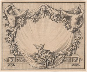Kartuše s divadelními maskami od Pierre Philippe Choffard