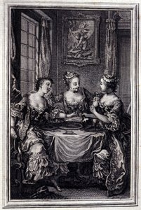 La Gageure des trois commeres – v „“Povídkách a povídkách ve verších”” od Jeana La Fontaina. 1776. Ilustrace P. P. Choffard. od Pierre Philippe Choffard