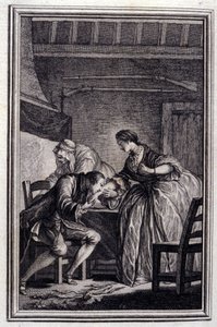 Falcon - v „“Pohádky a povídky ve verších”” od Jeana La Fontaina. 1776. Ilustrace P. P. Choffard. od Pierre Philippe Choffard