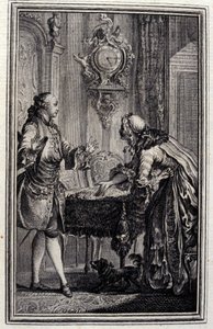 Le Gascon potrestán - v "" Příběhy a zprávy ve verších "" od Jean La Fontaine. 1776. Ilustrace P. P. Choffard. od Pierre Philippe Choffard