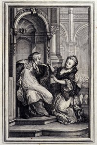 Zpovědník Le Mari - v "" Příběhy a povídky ve verších "" Jean La Fontaine. 1776. Ilustrace P. P. Choffard.