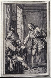 Les confeux indiscrets - v "" Příběhy a povídky ve verších "" Jean La Fontaine. 1776. Ilustrace P. P. Choffard. od Pierre Philippe Choffard