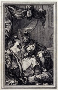 Mona Lisa - v "" Příběhy a povídky ve verších "" Jean La Fontaine. 1776. Ilustrace P. P. Choffard. od Pierre Philippe Choffard