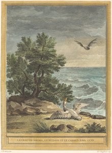 Netopýr, keř a kachna od Pierre Philippe Choffard after Jean Baptiste Oudry