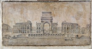 Architektura: „Projekt Place Royale pro Marseille, výhled na město“ 1686 (kresba) od Pierre Puget