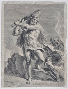 Herkules bojující s Lernaean Hydra (kresba) od Pierre Puget