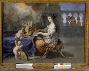 Svatá Cecile hrající na cembalo, aby obrátila svého manžela na katolictví. Svatá Cecile je patronkou hudebníků od Pierre Puget