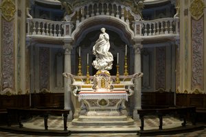 Neposkvrněné početí, Santa Maria Immaculate umístěná na oltáři scénografické kaple 1669-70 (mramor) od Pierre Puget
