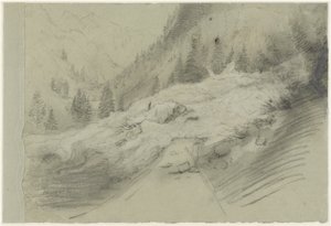 Lavina v alpské krajině od Pierre Puvis de Chavannes