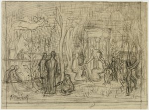 Kompoziční studie pro The Sacred Grove, Beloved of the Arts and the Muses od Pierre Puvis de Chavannes