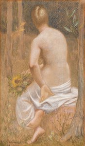 Sedící ženská postava viděná zezadu od Pierre Puvis de Chavannes