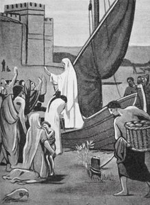 Svatá Genevieve přináší zásoby do Paříže (litografie) od Pierre Puvis de Chavannes