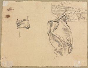 Studie soukenictví a Studie krajiny verso, 19. století. od Pierre Puvis de Chavannes