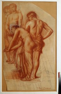 Studie 4 postav pro „“ Odpočinek““. Kresba Pierra de Puvis De Chavannes (1824-1898) Sun. 0,73 x 0,43 m Paříž. Muzeum Orsay od Pierre Puvis de Chavannes
