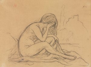 Studie ženského aktu (možná pro nerealizovaný alegorický obraz) (recto) od Pierre Puvis de Chavannes