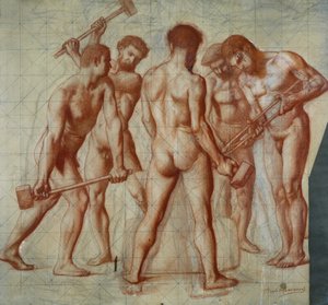 The Forgers, studie pro „Allegorie du Travail“ (červená křída na papíře)