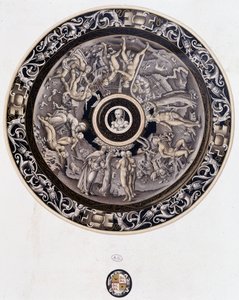 Porcelánový talíř ze 16. století představující Genesis od Pierra Reymonda, Limoges