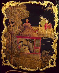 Boční panel Louis XV Commode, cca 1745 (lak a zlato na dřevě) (re 222380)