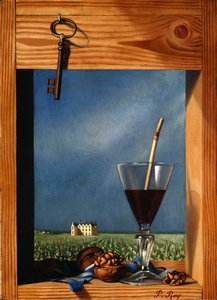 Sklenka vína před zámkem; Verre de vin devant un chateau