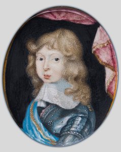 Miniatura Karla XI., švédského krále jako dítě, kolem roku 1662 (kvaš na pergamenu) od Pierre Signac