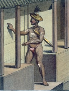 Carépatré Pandaron (náboženský oddaný přísahal mlčet), vyrytý Poissonem, z „Voyage aux Indes et a la Chine“