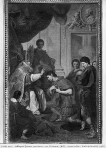 Císař Theodosius I. Veliký dostává milost od sv. Ambrože, arcibiskupa milánského, kolem roku 1745 od Pierre Subleyras