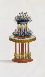 Stojan na květiny z mahagonu a bronzu, deska 287, ilustrace z kolekce Collection de meubles et objects de gout (Sbírka nábytku a předmětů vkusu)