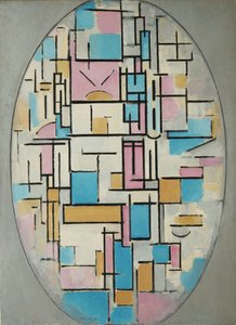 Kompozice v oválu s barevnými rovinami 1 od Piet Mondrian