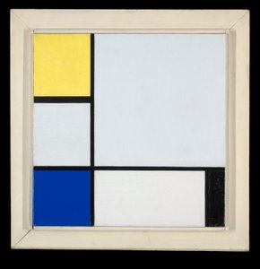 Složení se žlutou, modrou, černou a světle modrou od Piet Mondrian
