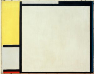 Složení se žlutou, černou, modrou, červenou a šedou od Piet Mondrian