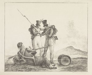 Tři vojáci na bojišti od Pieter Bartholomeusz. Barbiers