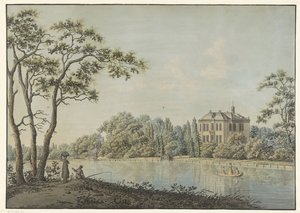 Pohled na dům přes Holandsko s čajovou kopulí na Vecht v Nieuwersluis od Pieter Bartholomeusz. Barbiers