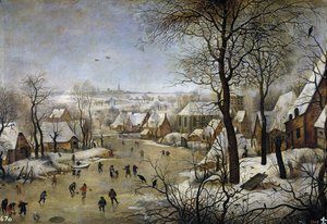 Zimní krajina s pastí na ptáky, cca 1601 od Pieter Brueghel the Younger
