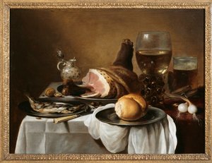 Kus snídaně, cca 1640 (olej na panelu) od Pieter Claesz