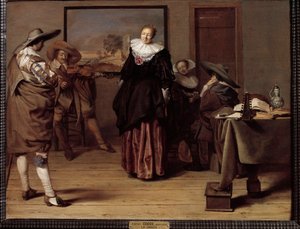 Taneční lekce Malování od Pietera Codde (1599-1678)