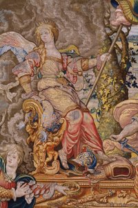 Vlámský gobelín. Seriál Sedm hlavních hříchů: Marnost (pýcha). Karikaturista Pieter Coecke van Aelst. Ateliér v Bruselu. asi 1542-1544.