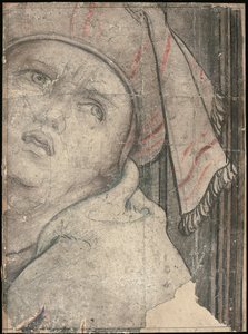Hlava muže v turbanu při pohledu nahoru od Pieter Coecke van Aelst
