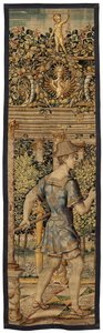 Vertumnus a Pomona: Vertumnus proměněný v rybáře, kolem roku 1550 (zlato, vlna a hedvábí) od Pieter Coecke van Aelst