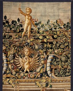 Vertumnus a Pomona: Vertumnus proměněný v rybáře, kolem roku 1550 (zlato, vlna a hedvábí) od Pieter Coecke van Aelst