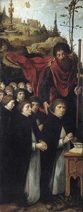 Apoštol svatý Jakub Veliký s kazateli Pravý panel triptychu Poslední soud od Pieter Coecke van Aelst
