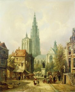 Pohled na Antverpy, 1870 od Pieter Cornelis Dommershuijzen
