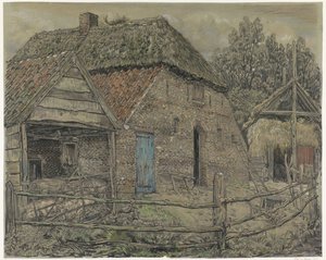 Velká stodola, před ní vepřín od Pieter Dupont
