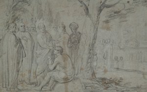 Kristus uzdravující slepce (recto); Venuše a Amor (verze) od Pieter Fransz. de Grebber