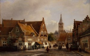 Ulice v holandském městě (olej na panelu) od Pieter Gerard Vertin